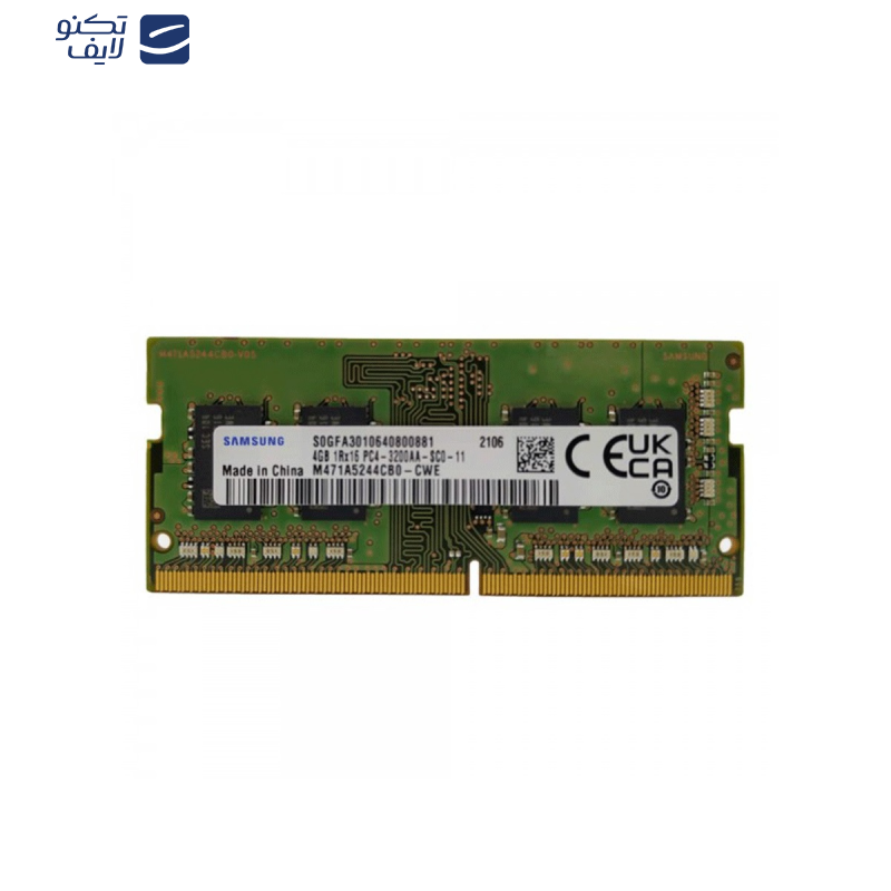 رم لپ تاپ DDR4 تک کاناله 3200 مگاهرتز CL19 سامسونگ مدل SODIMM ظرفیت 4 گیگابایت