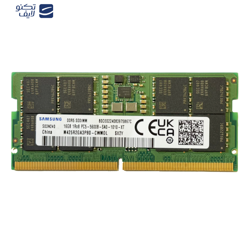رم لپ‌تاپ DDR5 تک کاناله 5600B مگاهرتز CL46 سامسونگ مدل 1Rx8 ظرفیت 16 گیگابایت