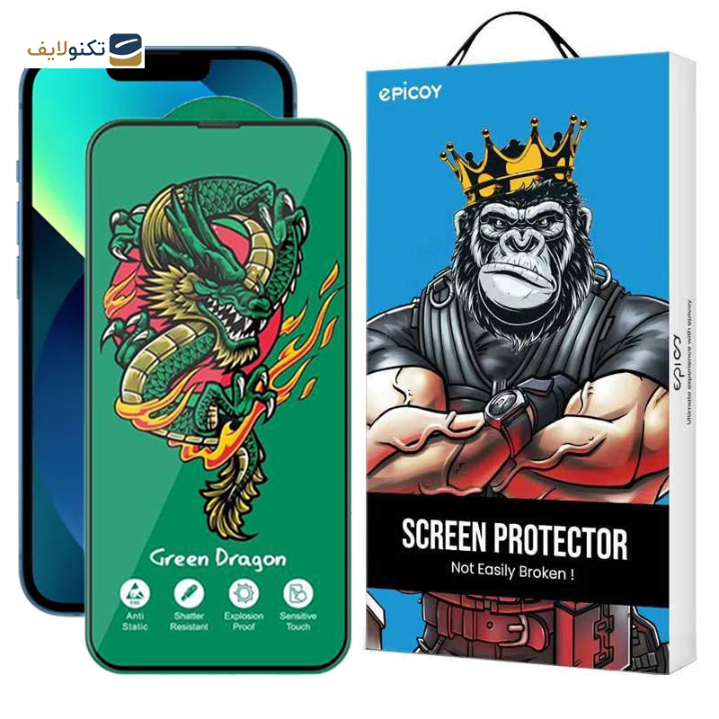 محافظ صفحه نمایش اپیکوی مدل Green Dragon ExplosionProof مناسب برای گوشی موبایل اپل iPhone 13 / 13 Pro/ 14