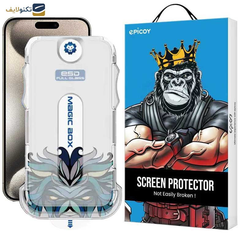 محافظ صفحه نمایش اپیکوی مدل Lion ESD Easy Install مناسب برای گوشی موبایل اپل iPhone 15 Pro Max به همراه کیت نصب