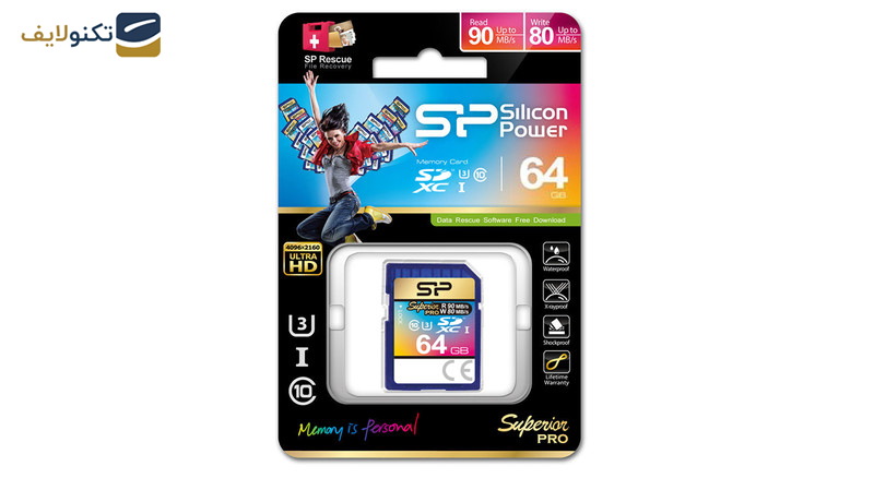 کارت حافظه SDXC سیلیکون پاور مدل Superior Pro کلاس 10 استاندارد UHS-I U3 سرعت 90MBps ظرفیت 64 گیگابایت کارت حافظه SDXC سیلیکون پاور مدل Superior Pro کلاس 10 استاندارد UHS-I U3 سرعت 90MBps ظرفیت 64 گیگابایت