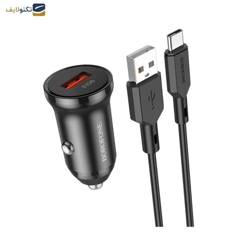 شارژر فندکی بروفون مدل BZ18 QC3.0 18W به همراه کابل تبدیل USB-C