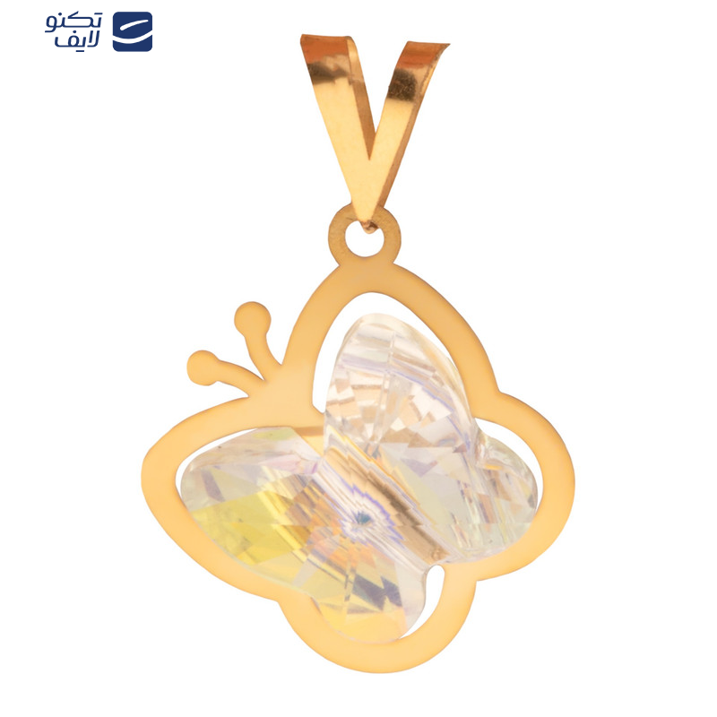 پلاک طلا 18 عیار طرح پروانه سواروسکی سفید شاین