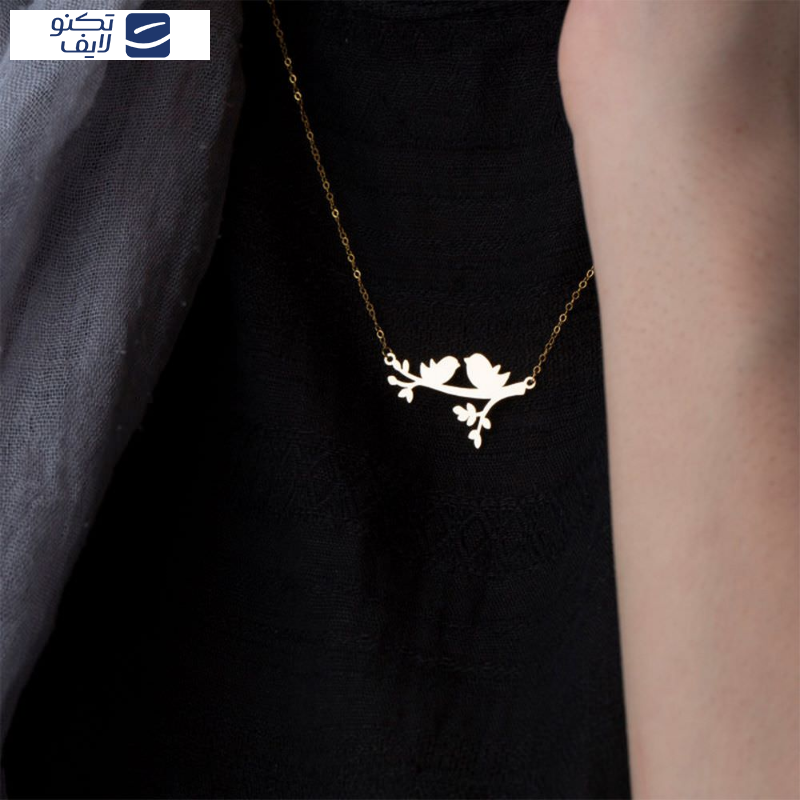 گردنبند طلا 18عیار زنانه طرح پرنده شاد و شاخه