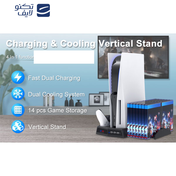 پایه شارژر و فن خنک کننده پلی استیشن 5 مدل P5-010-2