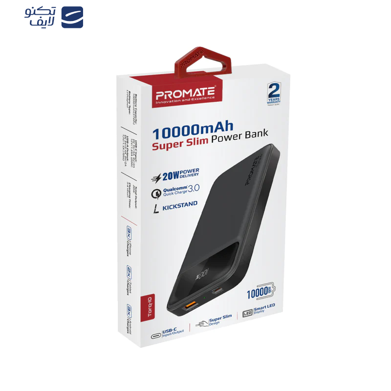 پاوربانک پرومیت مدل TORQ-10.BLACK ظرفیت 10000 میلی آمپر ساعت