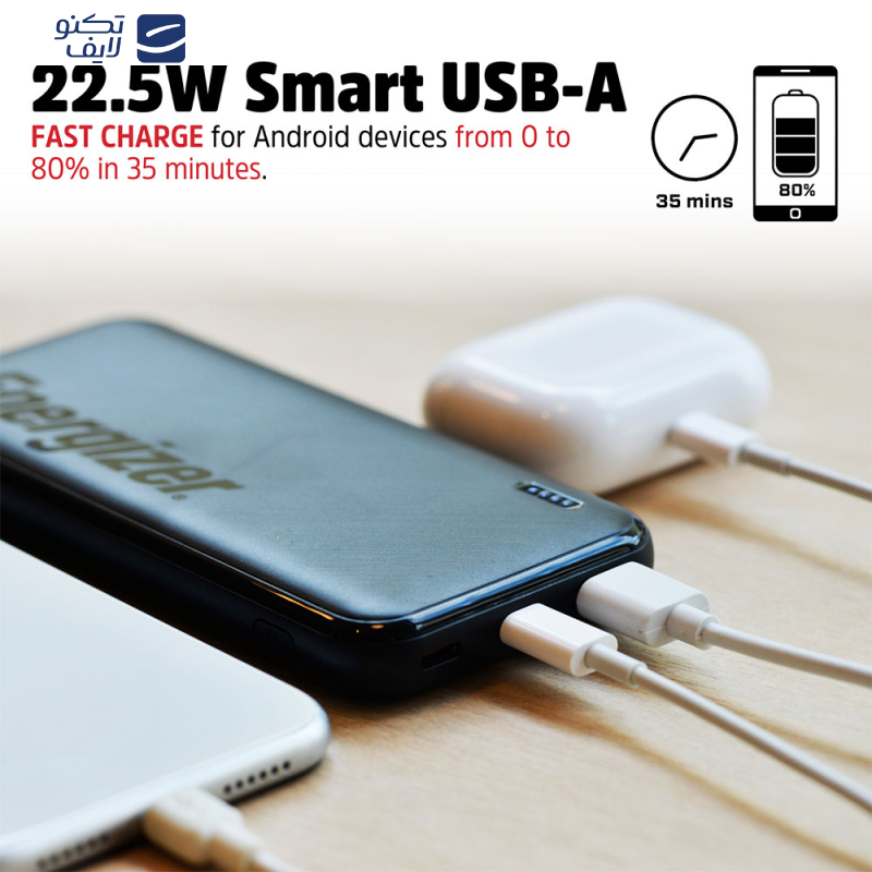 پاوربانک انرجایزر مدل UE10055PQ ظرفیت 10000 میلی آمپرساعت