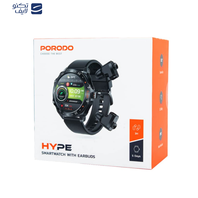 ساعت هوشمند پرودو مدل EL SWITCHING HYPEE SIGNAL دارای قابلیت های صفحه نمایش رنگی، صفحه نمایش لمسی، قابلیت مکالمه از طریق بلوتوث بند سیلیکون