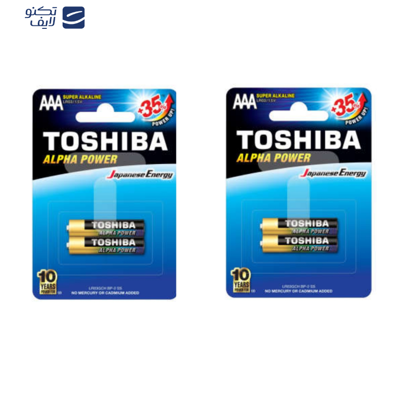 باتری نیم قلمی توشیبا مدل سوپر آلکالاین آلفاپاور بسته ۴ عددی