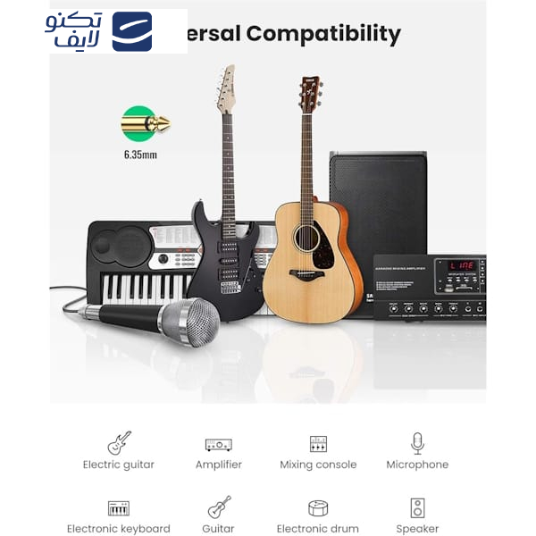 کابل تبدیل جک 6.5 میلی‌متری به جک 3.5 میلی‌متری یوگرین مدل AV128 کد 10639 طول ۳ متر