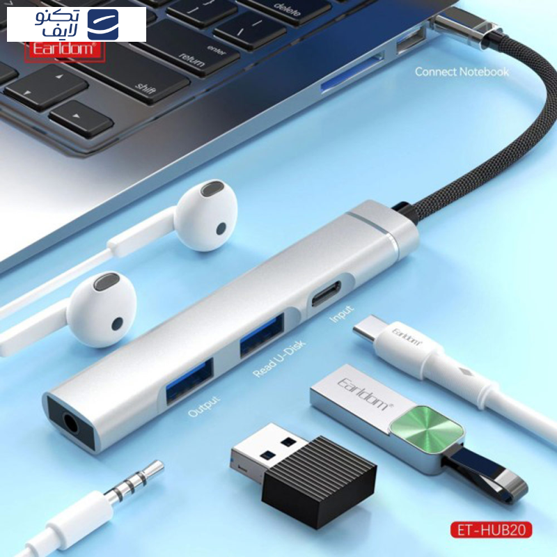 هاب 4 پورت USB-C ارلدام مدل HUB20
