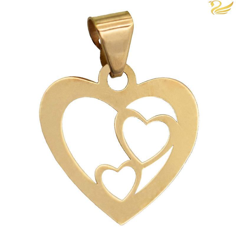 پلاک طلا 18عیار زنانه طرح قلب در قلب