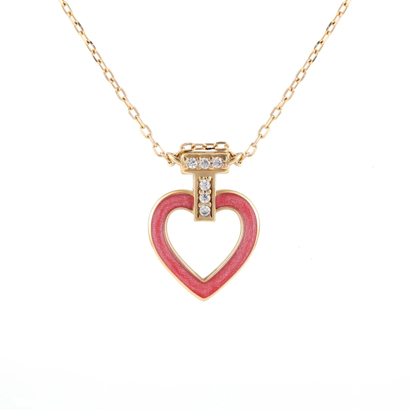 گردنبند طلای زنانه 18 عیار بان گالری مدل فرد قرمز