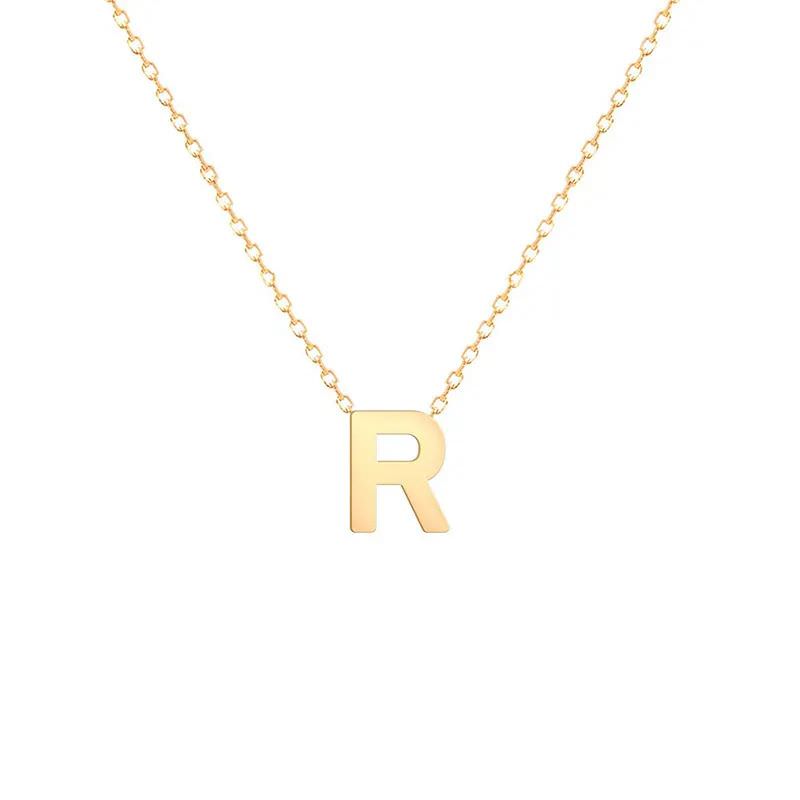 گردنبند طلا 18 عیار طرح حرف R با فونت ساده