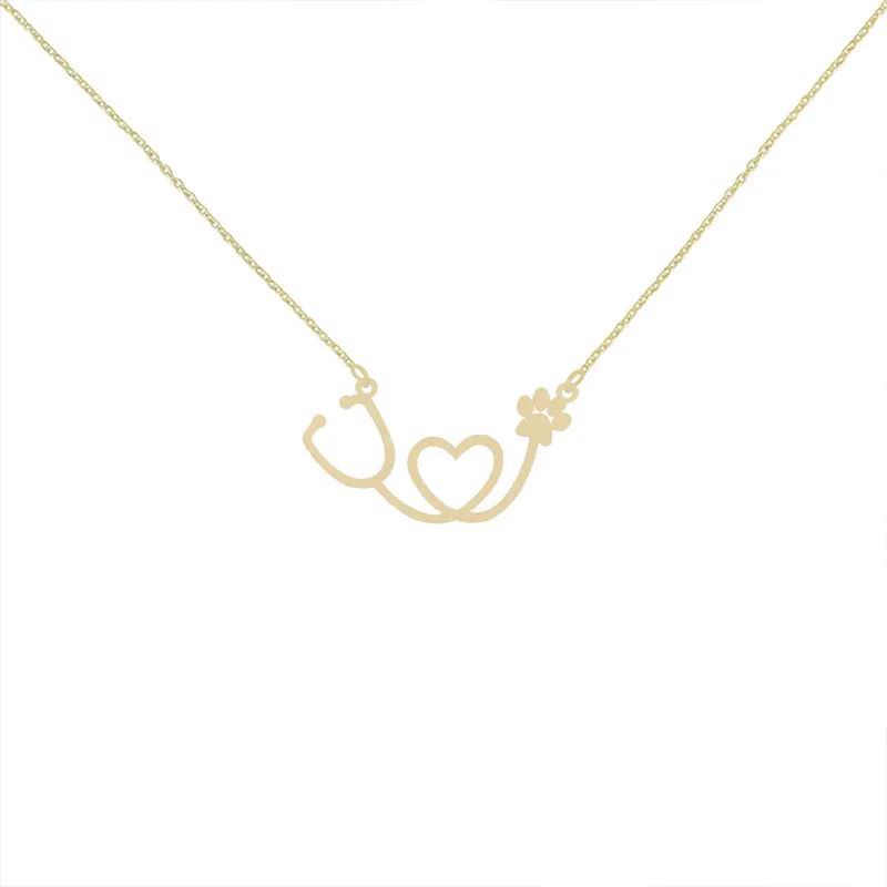 گردنبند حروف طلا 18عیار طرح گوشی دامپزشکی