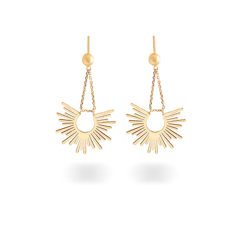 گوشواره میخی طلا 18عیار طرح خورشید نیمه