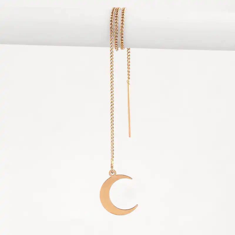 گوشواره بخیه ای طلا 18عیار طرح بخیه ای ماه ساده