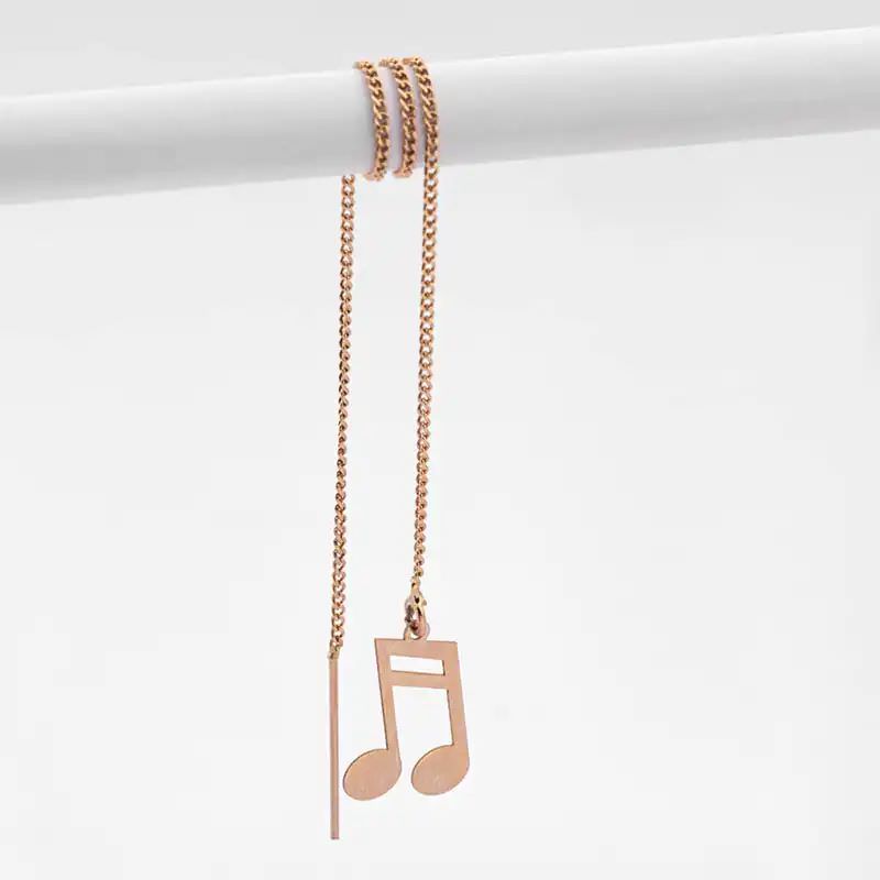 گوشواره بخیه ای طلا 18عیار بخیه ای نت یک جفت با زنجیر فلامینگو