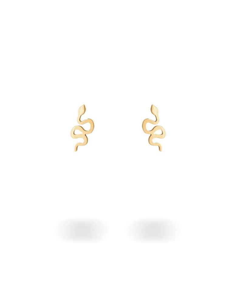 گوشواره میخی طلا 18عیار طرح مار پیچیده