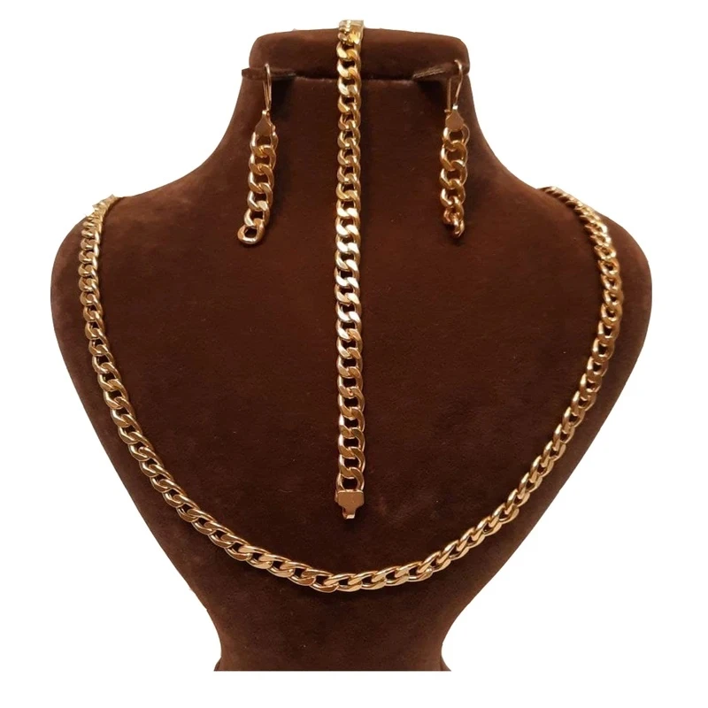 نیم ست طلا 18 عیار زنانه مدل زنجیری