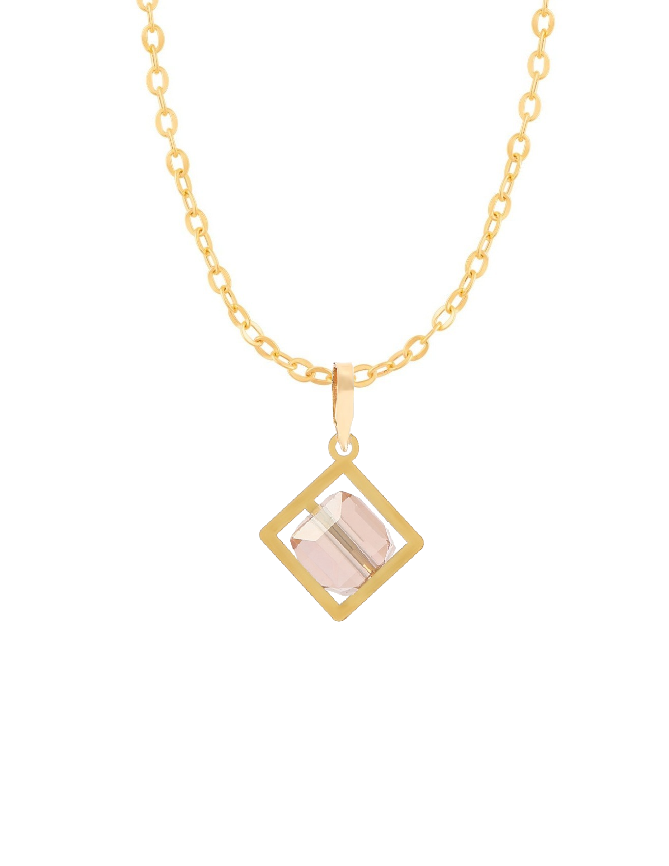 گردنبند طلا 18 عیار اپال گلد مدل سواروسکی مربعی صورتی