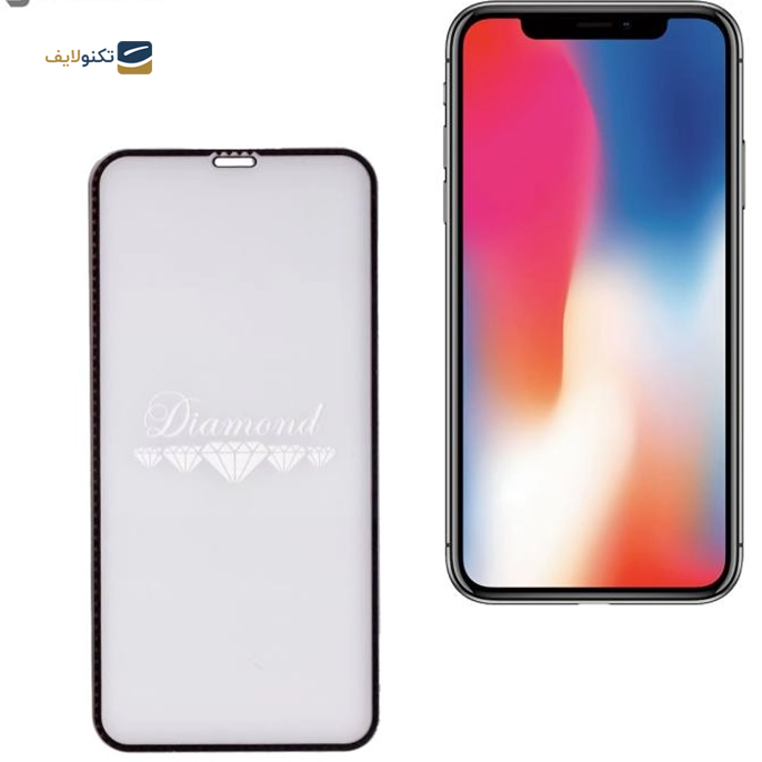 گلس گوشی اپل آیفون X بوف 5D مدل Diamond