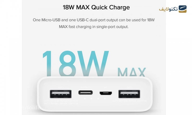 پاوربانک شیائومی مدل PLM18ZM ظرفیت 20000 میلی آمپر ساعت به همراه کابل تبدیل microUSB