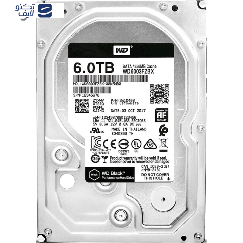 هارددیسک اینترنال وسترن دیجیتال مدل Black WD6003FZBX ظرفیت 6 ترابایت