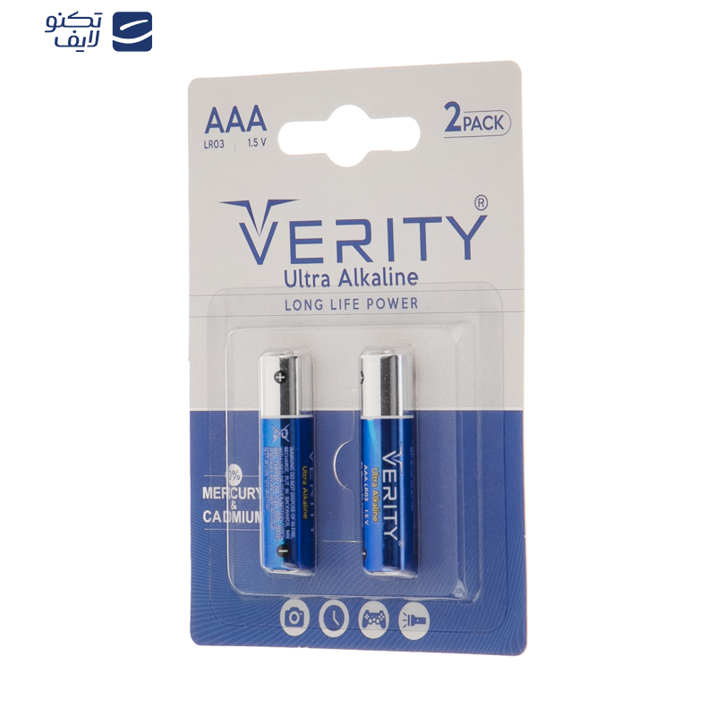 باتری نیم قلمی وریتی مدل LR03-U Ultra Alkaline بسته دو عددی