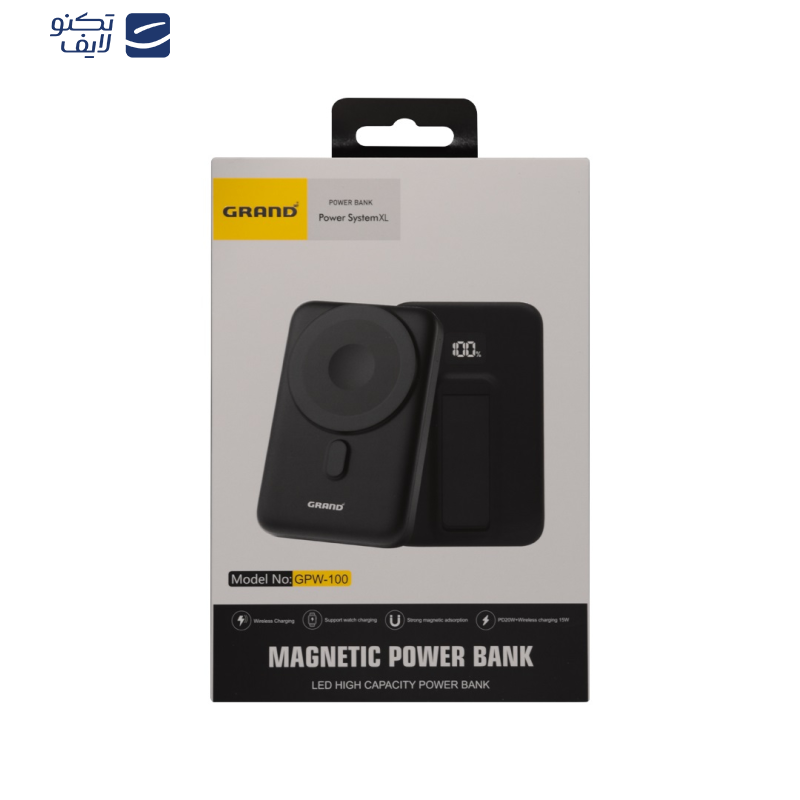 پاوربانک گرنداسکای مدل GPW-100 ظرفیت 10000 میلی آمپر ساعت