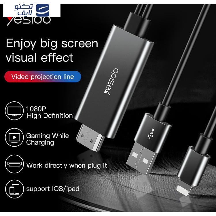 کابل تبدیل لایتنینگ به HDMI/ usb یسیدو مدل HM04 طول 1.8 متر