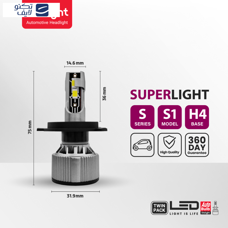 لامپ هدلایت LED اتولایت مدل S1 پایه H4 بسته 2 عددی