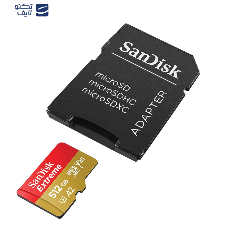 کارت حافظه microSDXC سن دیسک مدل Extreme کلاس A2 استاندارد UHS-I U3 سرعت 190MBps ظرفیت 512 گیگابایت
