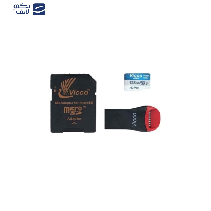 کارت حافظه micro SDXC ویکومن مدل 633X Plus کلاس 10 استاندارد UHS-I U3 سرعت 90MBS ظرفیت 128 گیگابایت به همراه کارت خوان