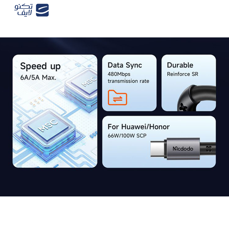 کابل USB به USB-C مک دودو مدل CA-3590 طول 1.2 متر