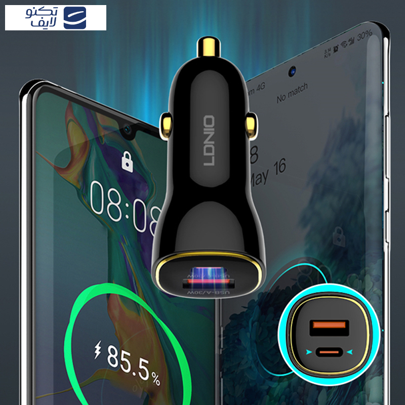 شارژر فندکی 60 وات الدینیو مدل C103 به همراه کابل USB-C