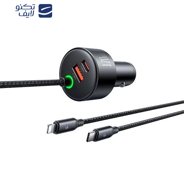 شارژر فندکی120 وات  مک دودو مدل cc-0370 به همراه کابل USB-C/لایتنینگ 