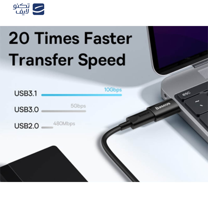 مبدل USB 3.1 به USB-C باسئوس مدل ZJJQ000103