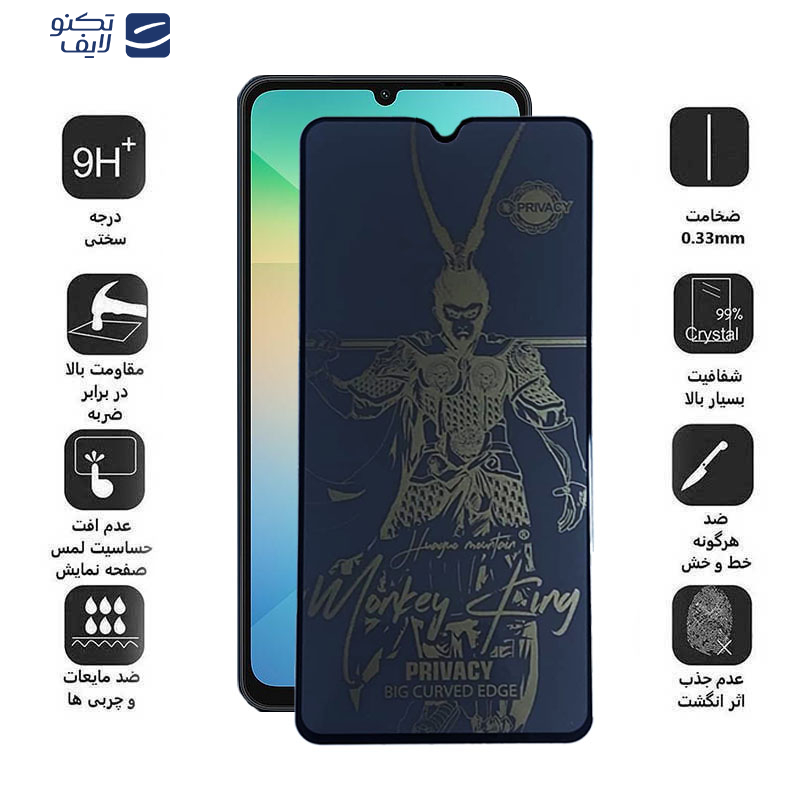 محافظ صفحه نمایش حریم شخصی اپیکوی مدل wukong privacy مناسب برای گوشی موبایل سامسونگ Galaxy A06/A06s/A05/A05s