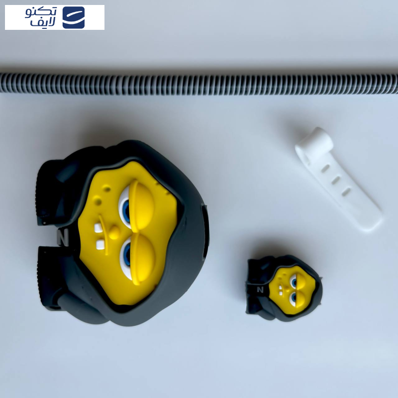 محافظ کابل طرح فانتزی مدل باب اسفنجی به همراه محافظ شارژر دیواری مجموعه 4 عددی