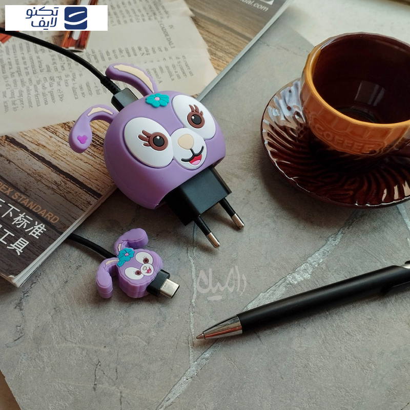محافظ کابل طرح فانتزی خرگوش مدل Stella Lou به همراه محافظ شارژر دیواری مجموعه 4 عددی