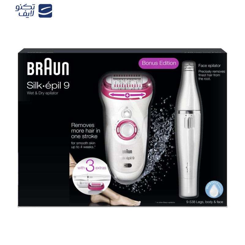 اپیلاتور براون مدل Silk Epil 9 کد 538-9 به همراه اپیلاتور لایه بردار براون کد 01 اپیلاتور براون مدل Silk Epil 9 کد 538-9 به همراه اپیلاتور لایه بردار براون کد 01