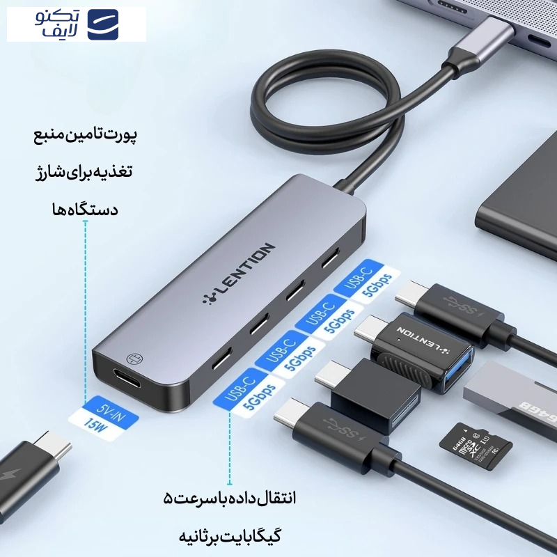 هاب 5 پورت USB-C لنشن مدل Ce31