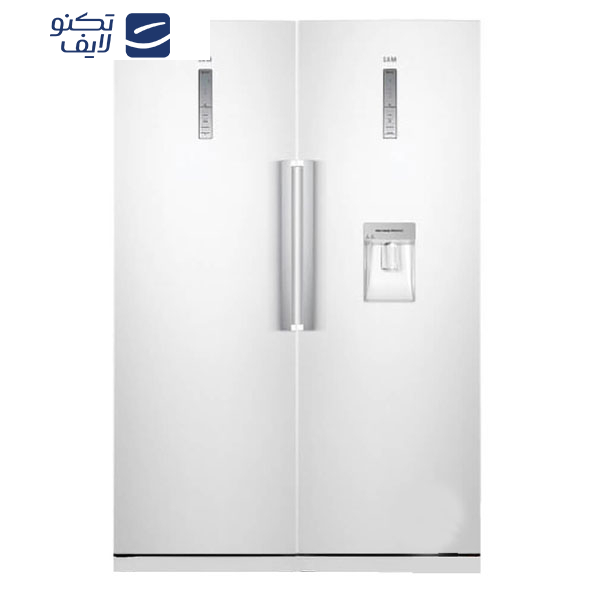 یخچال فریزر دوقلو 40 فوت سام مدل RR65-RZ65/W، دارای اخطار باز ماندن درب، با ارتفاع 180، پهنای 120 و عمق 68.4 سانتی‌متر، کیزان مصرف انرژی A، دارای 5 طبقه در یخچال و 5 کشو در فریزر، دارای سیستم نوفراست