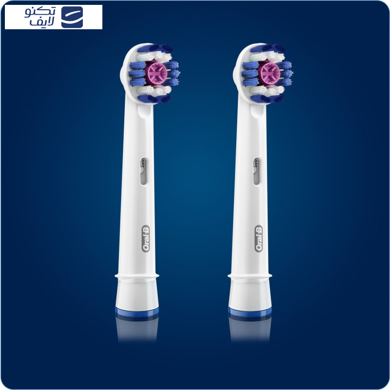 سری یدک مسواک برقی اورال-بی مدل Brush Heads 3D White بسته 2 عددی