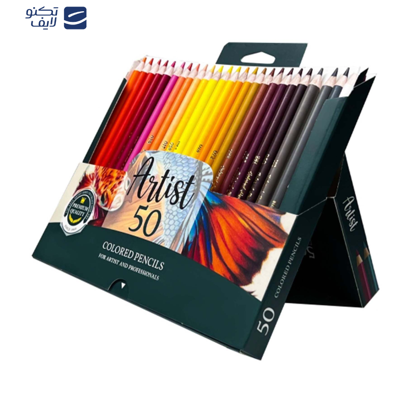 مداد رنگی 50 رنگ آریا مدل آرتیست طرح گل 