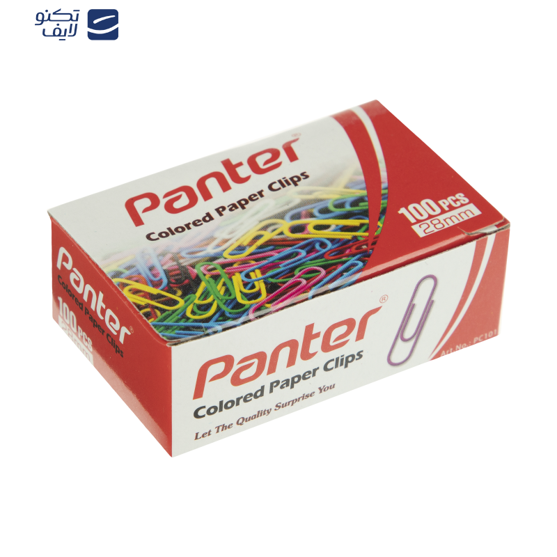 گیره کاغذ پنتر مدل رنگی سایز 28 میلی متر - بسته 100 عددی
