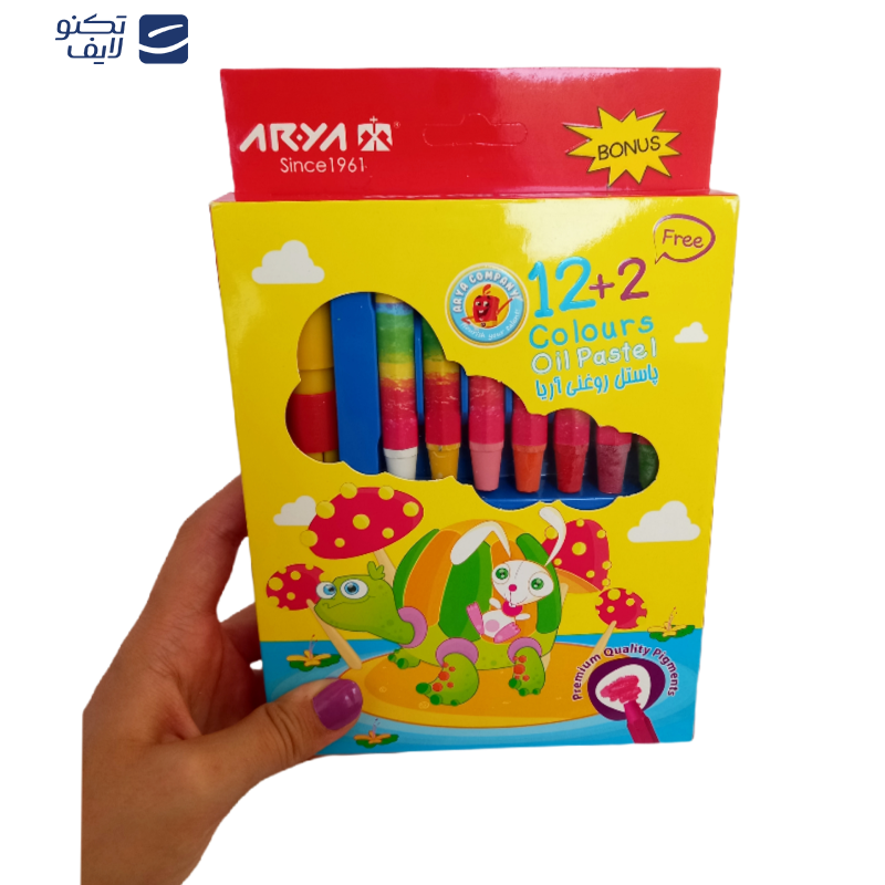 مداد شمعی 12 رنگ آریا مدل Aa