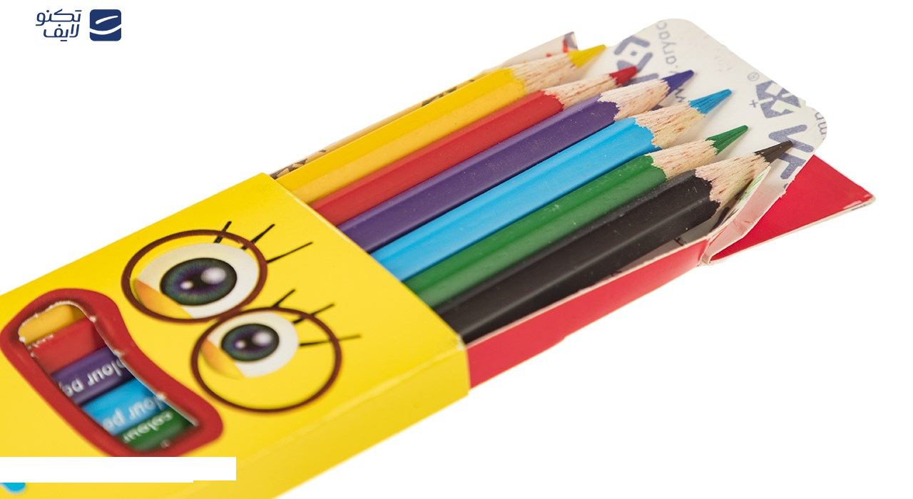 مداد رنگی 6 رنگ آریا مدل 3011