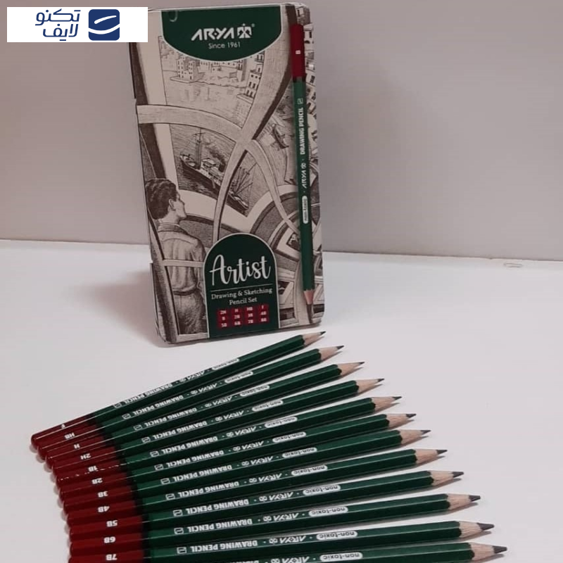 مداد طراحی آریا مدل Artist کد 001-3075 مجموعه 12 عددی